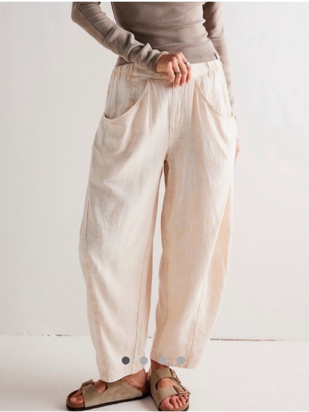Free People High Road Washed Pull on Barrel Pants